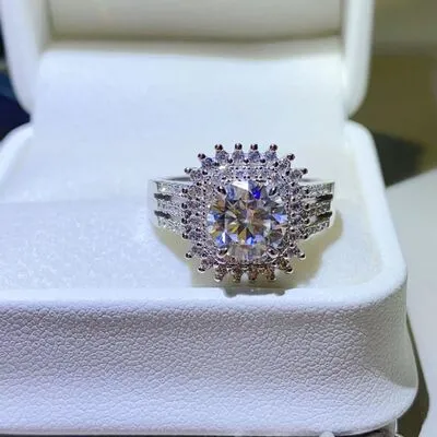 Rings Trendsi 2 Carat Moissanite 925 Sterling Silver Ring