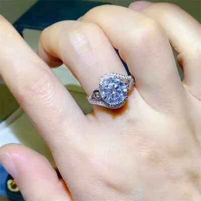 Rings Trendsi 3 Carat Moissanite 925 Sterling Silver Ring