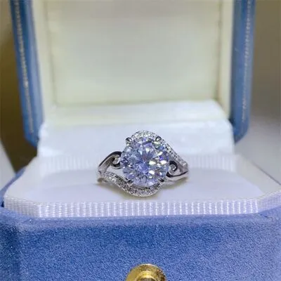 Rings Trendsi 3 Carat Moissanite 925 Sterling Silver Ring