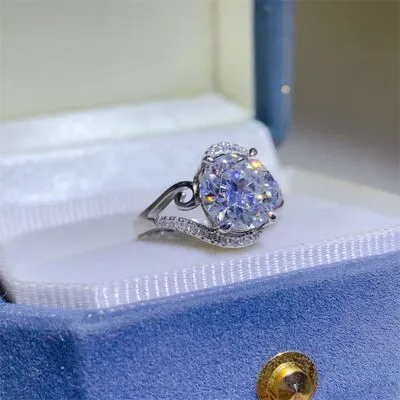 Rings Trendsi 3 Carat Moissanite 925 Sterling Silver Ring
