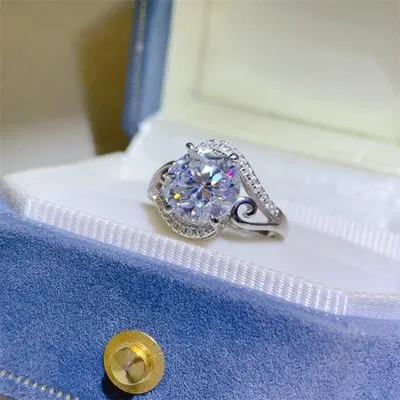 Rings Trendsi 3 Carat Moissanite 925 Sterling Silver Ring