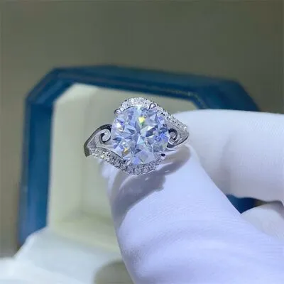 Rings Trendsi 3 Carat Moissanite 925 Sterling Silver Ring
