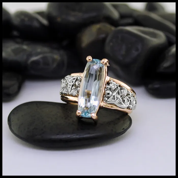 Rings Walker Metalsmiths Aquamarine and Diamond Custom Ring
