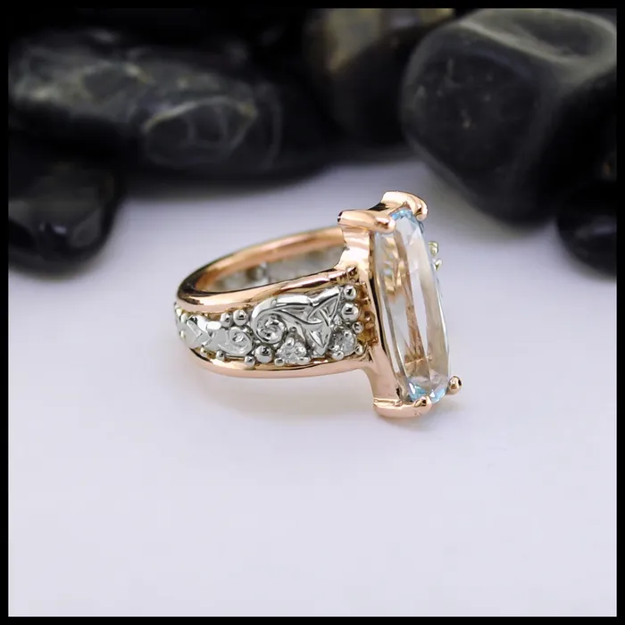 Rings Walker Metalsmiths Aquamarine and Diamond Custom Ring