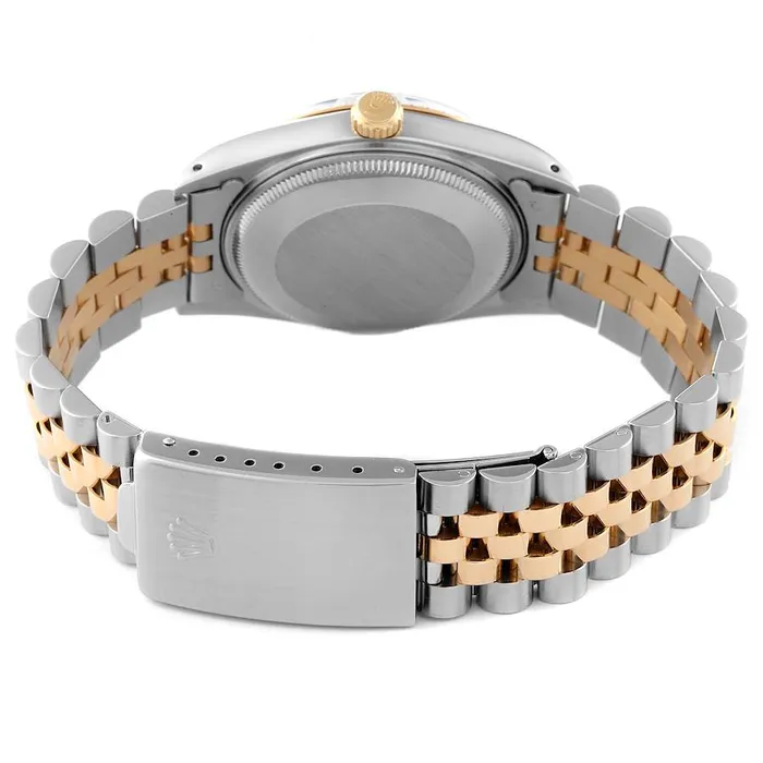 Rolex Rings Ladies Rolex 26mm Date 18K Yellow Gold Two Tone Watch with Champagne Dial and Fluted Bezel PreOwned 69173
