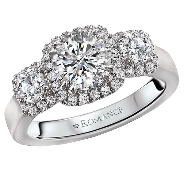 Romance Rings 3Stone SemiMount 14K White Gold Romance Collection Wedding Ring Romance Rings 3Stone SemiMount 14K White Gold Romance Collection Wedding Ring