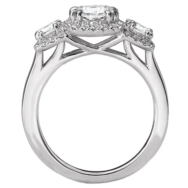 Romance Rings 3Stone SemiMount 14K White Gold Romance Collection Wedding Ring