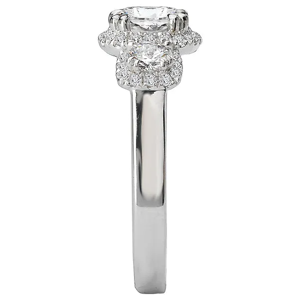 Romance Rings 3Stone SemiMount 14K White Gold Romance Collection Wedding Ring