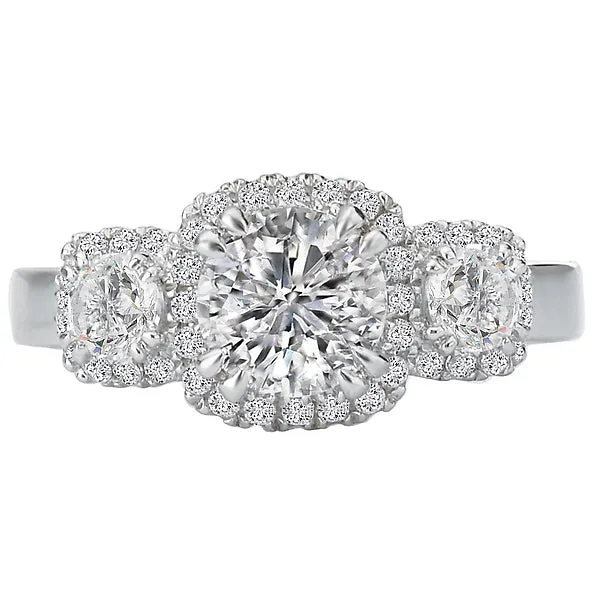 Romance Rings 3Stone SemiMount 14K White Gold Romance Collection Wedding Ring