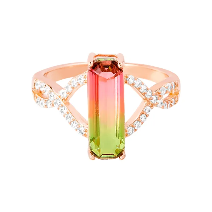 Rose Watermelon CZ Ring Noblepack CA Rings