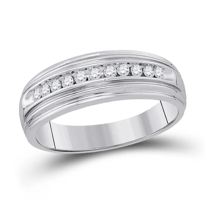 Sterling Silver Band Wedding Ring 14 Cttw Round Natural Diamond Mens 554 grams GND Rings Sterling Silver Band Wedding Ring 14 Cttw Round Natural Diamond Mens 554 grams GND Rings