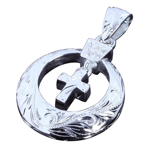 Sterling Silver Scroll Circle Cross Inside Pendant Chain Sold Separately Nakoa Necklaces Sterling Silver Scroll Circle Cross Inside Pendant Chain Sold Separately Nakoa Necklaces