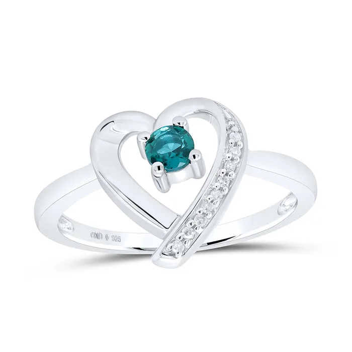 Sterling Silver Womens Round LabCreated Emerald Solitaire Heart Ring 14 Cttw 23 grams GND Rings Sterling Silver Womens Round LabCreated Emerald Solitaire Heart Ring 14 Cttw 23 grams GND Rings