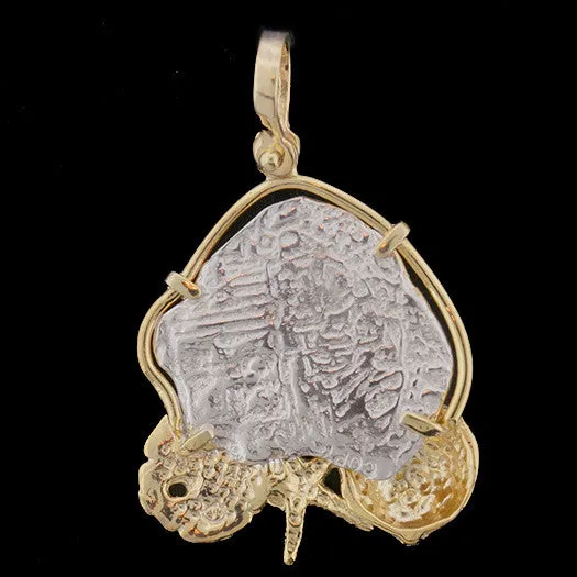 The Treasure Shoppe Necklaces Atocha Jewelry Medium Odd Shape Silver Coin with Mixed Seashells Pendant The Treasure Shoppe Necklaces Atocha Jewelry Medium Odd Shape Silver Coin with Mixed Seashells Pendant