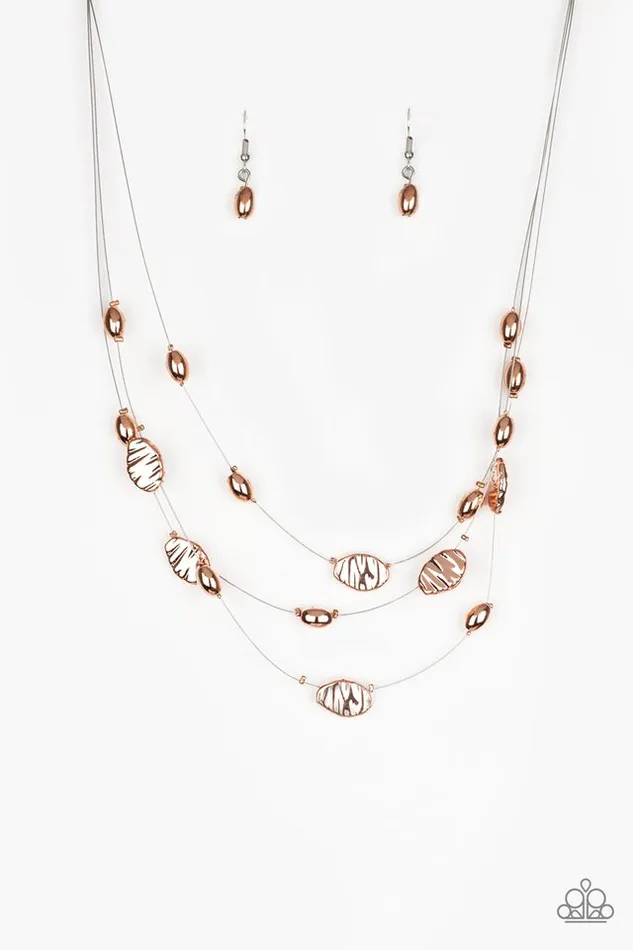 Top ZEN Copper Shiny Bead Wire Layered Necklace Paparazzi Paparazzi Accessories Necklaces