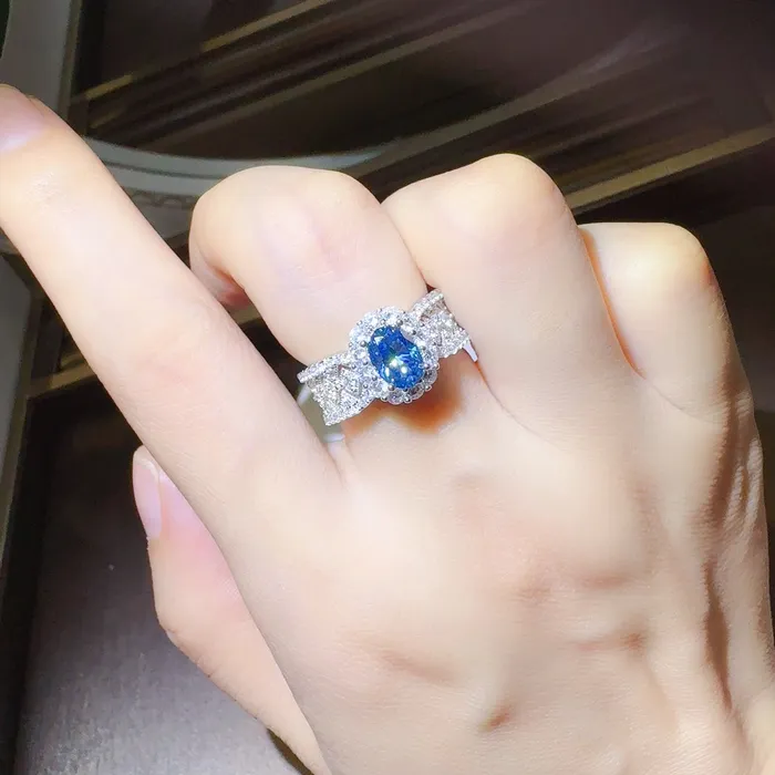 Trendsi 1 Carat Moissanite Zircon 925 Sterling Silver Ring Rings