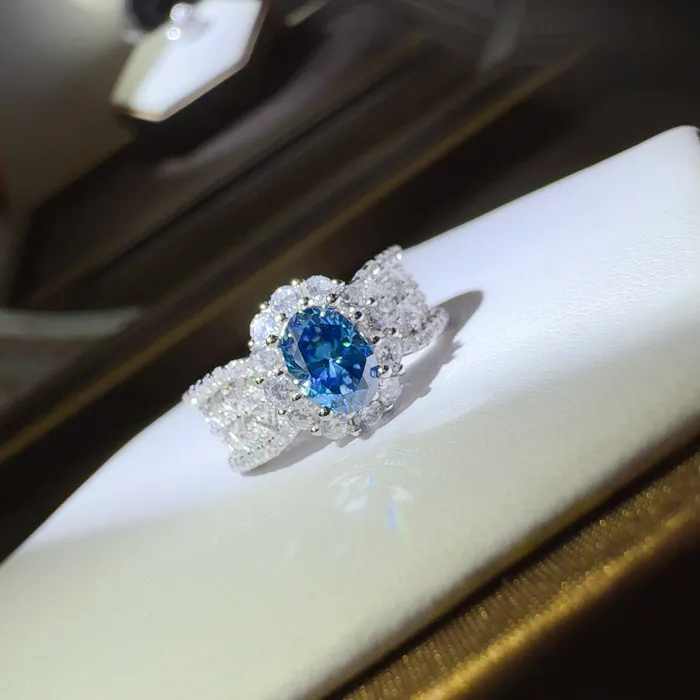 Trendsi 1 Carat Moissanite Zircon 925 Sterling Silver Ring Rings