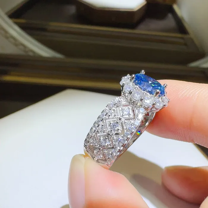 Trendsi 1 Carat Moissanite Zircon 925 Sterling Silver Ring Rings