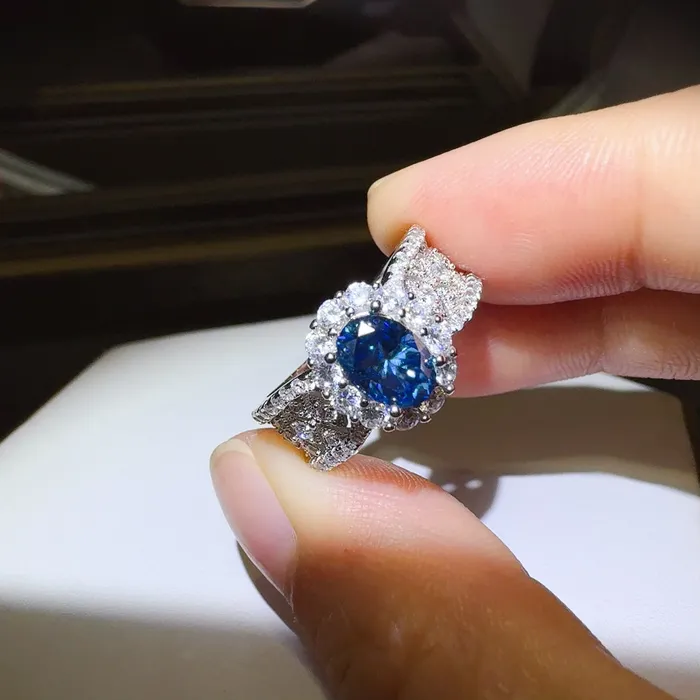 Trendsi 1 Carat Moissanite Zircon 925 Sterling Silver Ring Rings