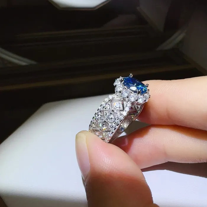 Trendsi 1 Carat Moissanite Zircon 925 Sterling Silver Ring Rings