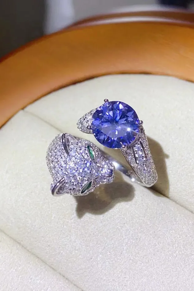 Trendsi 2 Carat Moissanite Adjustable Animal Bypass Ring Rings