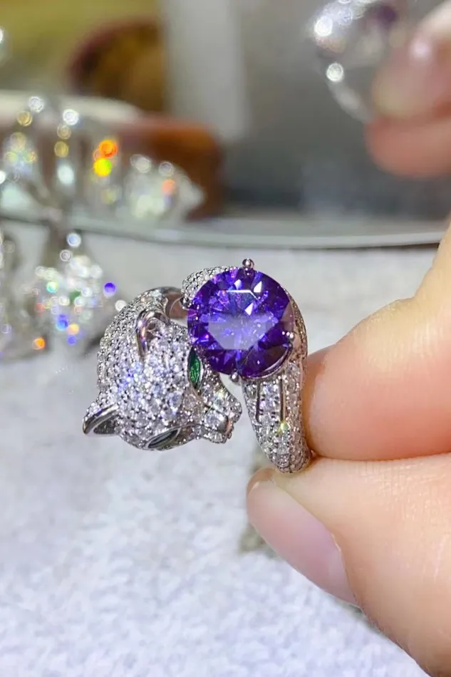 Trendsi 2 Carat Moissanite Adjustable Animal Bypass Ring Rings