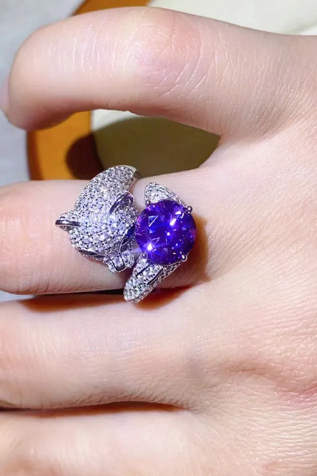 Trendsi 2 Carat Moissanite Adjustable Animal Bypass Ring Rings