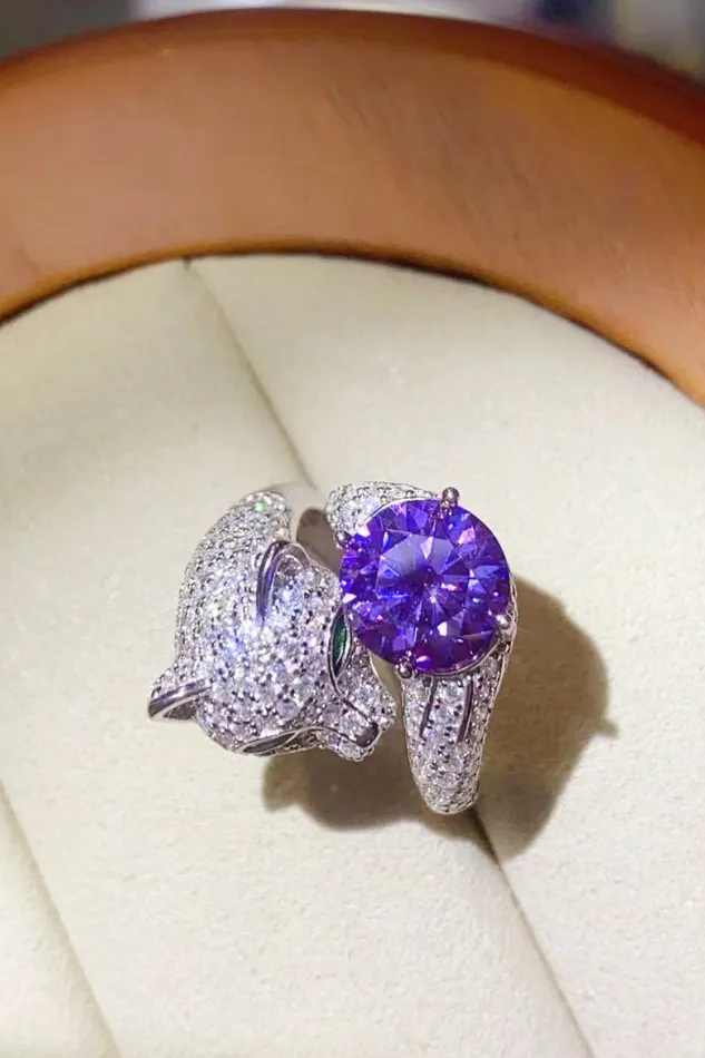 Trendsi 2 Carat Moissanite Adjustable Animal Bypass Ring Rings