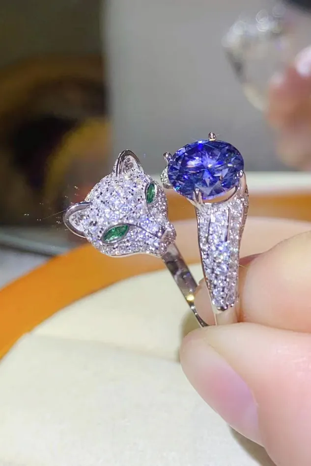 Trendsi 2 Carat Moissanite Adjustable Animal Bypass Ring Rings