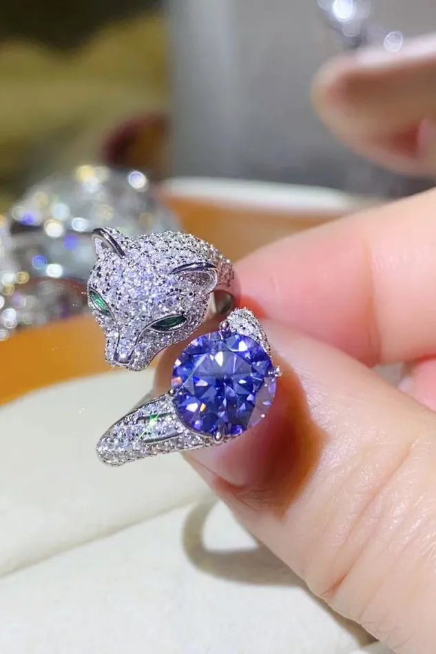 Trendsi 2 Carat Moissanite Adjustable Animal Bypass Ring Rings
