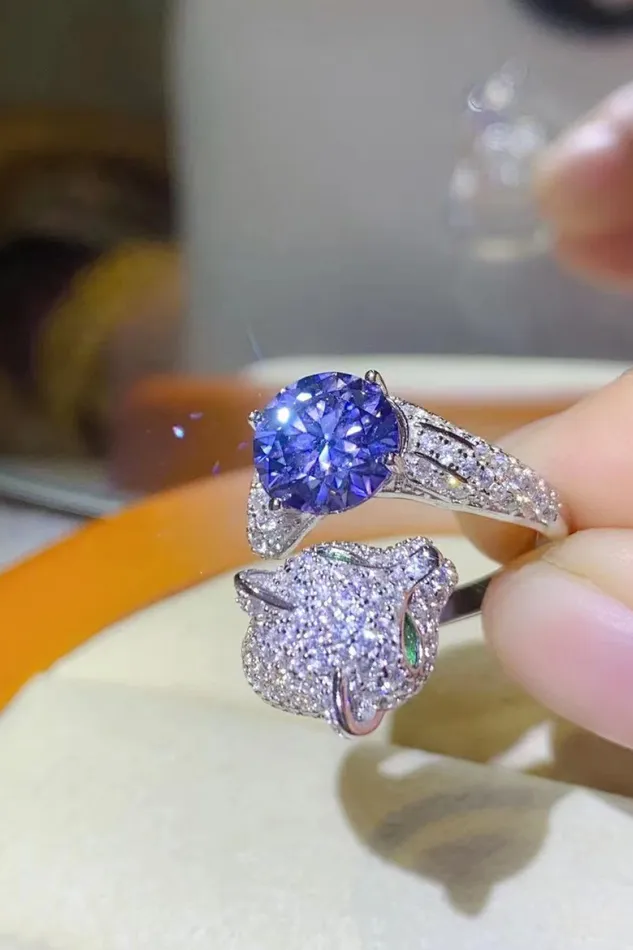 Trendsi 2 Carat Moissanite Adjustable Animal Bypass Ring Rings