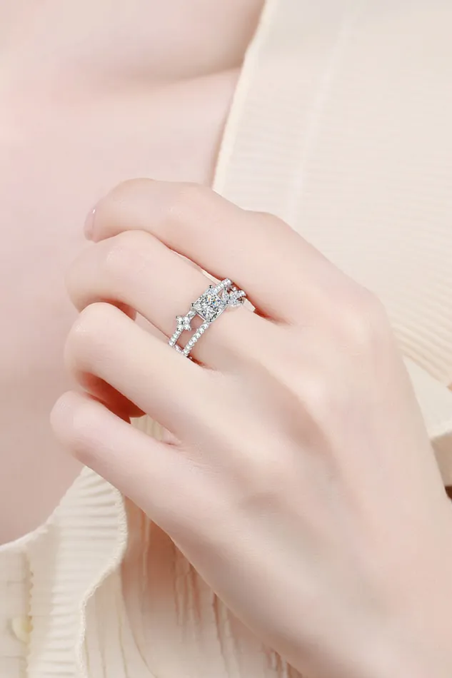 Trendsi Moissanite Double Layered Ring Rings