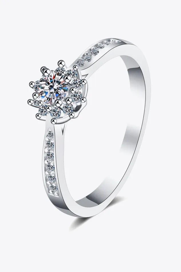 Trendsi Rings Moissanite RhodiumPlated Snowflake Ring