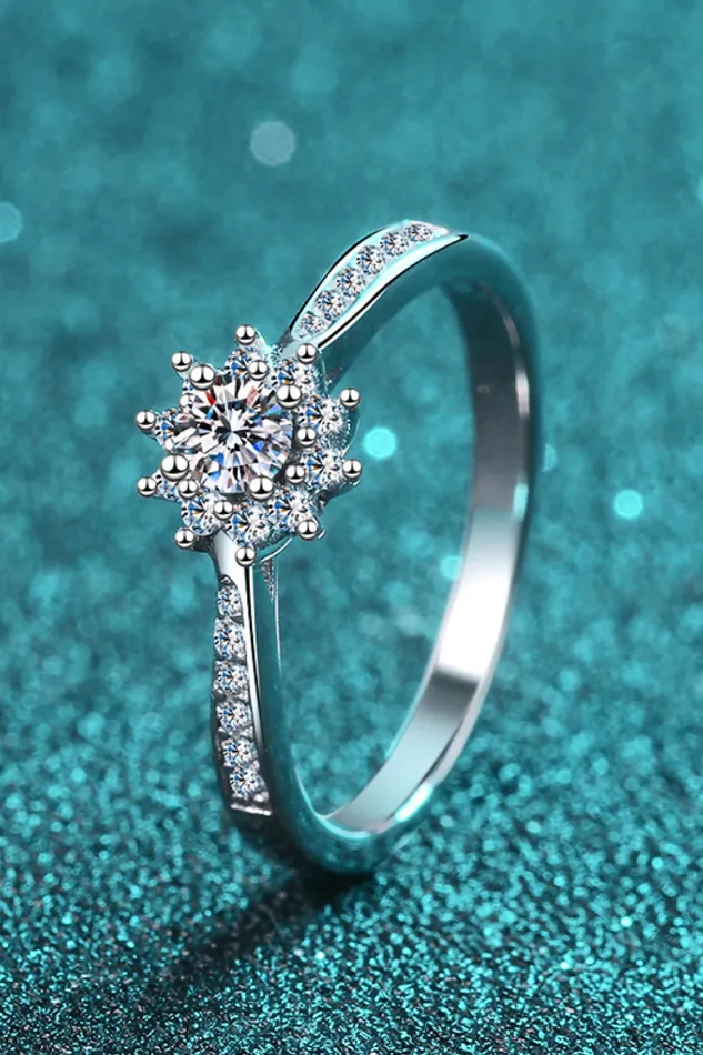 Trendsi Rings Moissanite RhodiumPlated Snowflake Ring