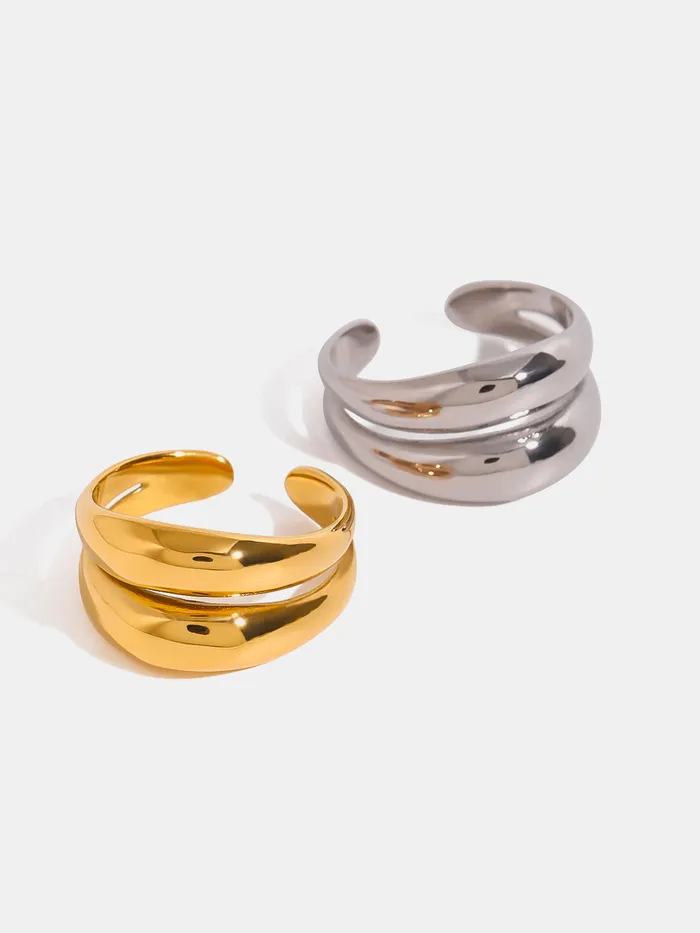 Trendsi Rings Stainless Steel DoubleLayered Ring