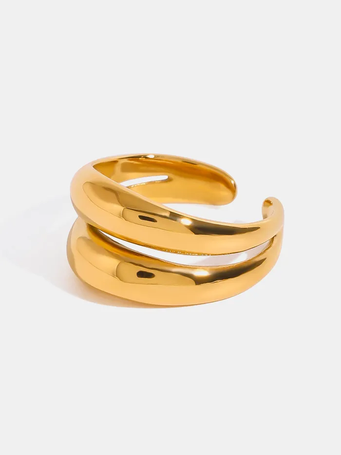 Trendsi Rings Stainless Steel DoubleLayered Ring
