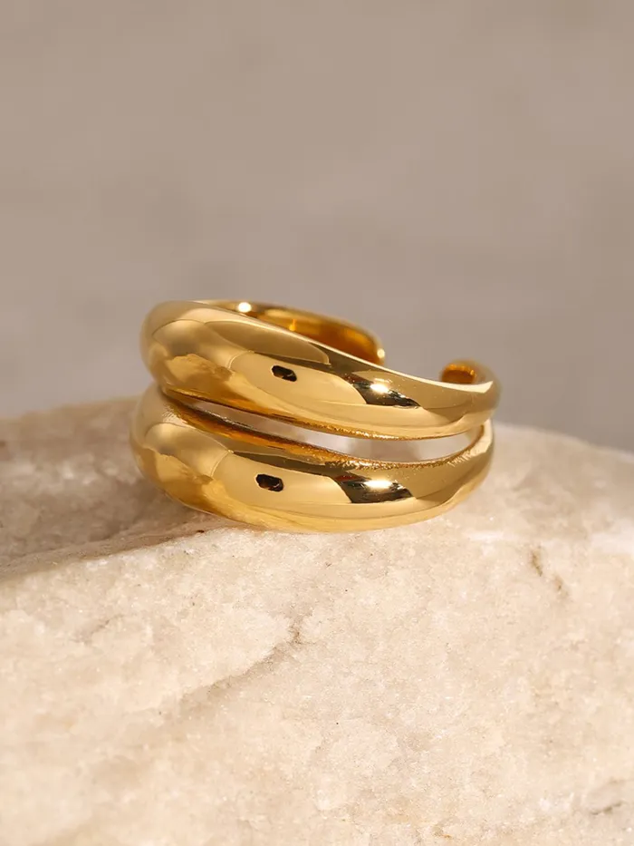 Trendsi Rings Stainless Steel DoubleLayered Ring