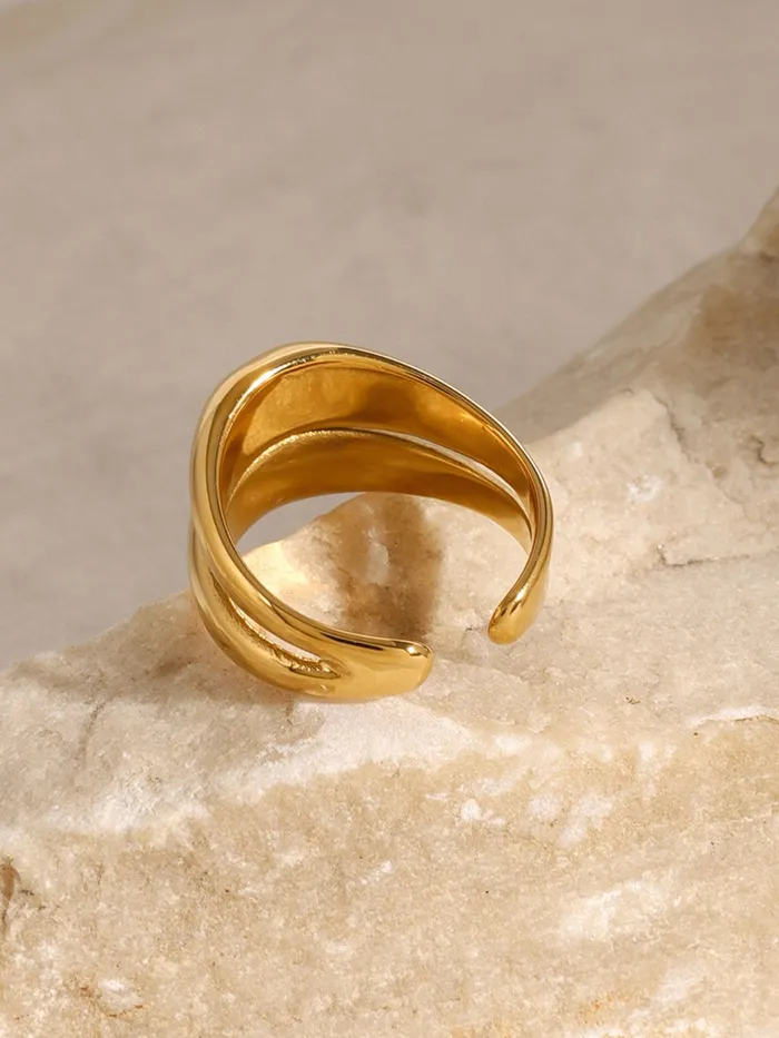 Trendsi Rings Stainless Steel DoubleLayered Ring