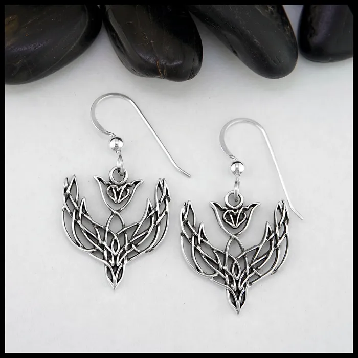 Walker Metalsmiths Celtic Dove Drop Earrings in Silver Earrings
