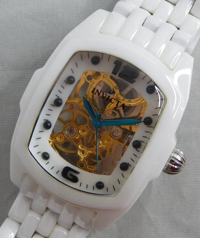 Watches Invicta Lupah Model 1127 Solid White Ceramic Manual Wind Mens Watch33mm Invicta