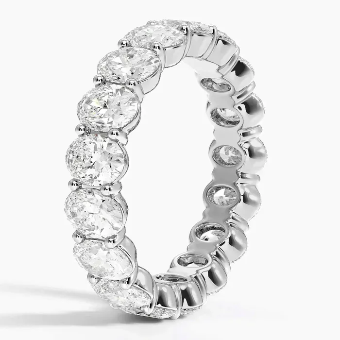 Womens 18K White Gold 550 CT Total Weight Oval Diamonds 54 GR Eternity Band Size 65 Monaco Collection Rings Womens 18K White Gold 550 CT Total Weight Oval Diamonds 54 GR Eternity Band Size 65 Monaco Collection Rings